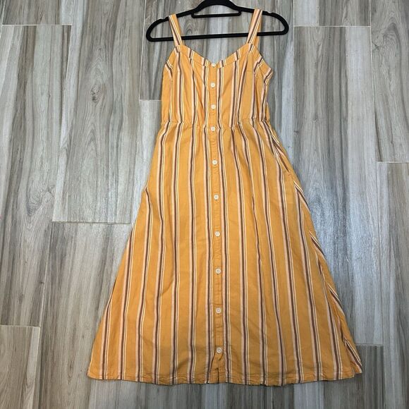 Pact Dress The Canopy Picnic Dress Size S Orange Sun Drenched Stripes Casual - Picture 1 of 10